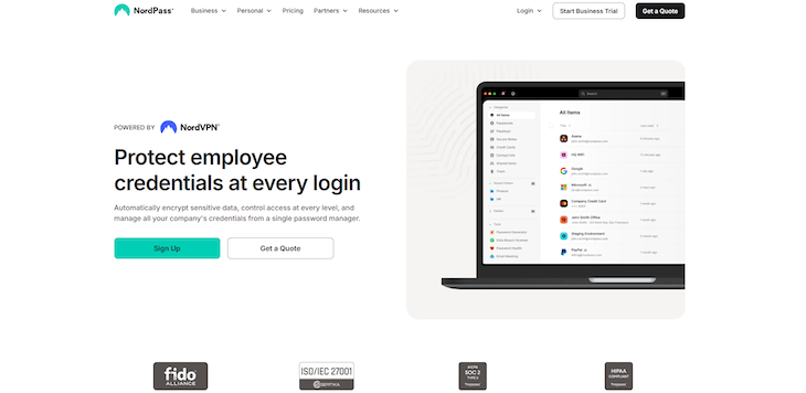 NordPass website