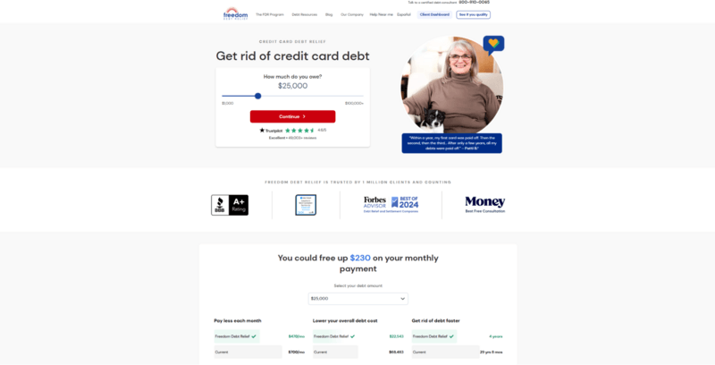 Freedom Financial Network webpage