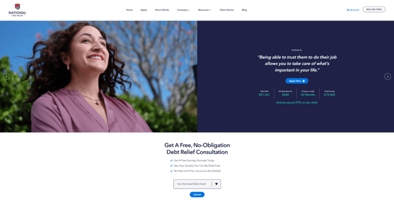 National Debt Relief webpage